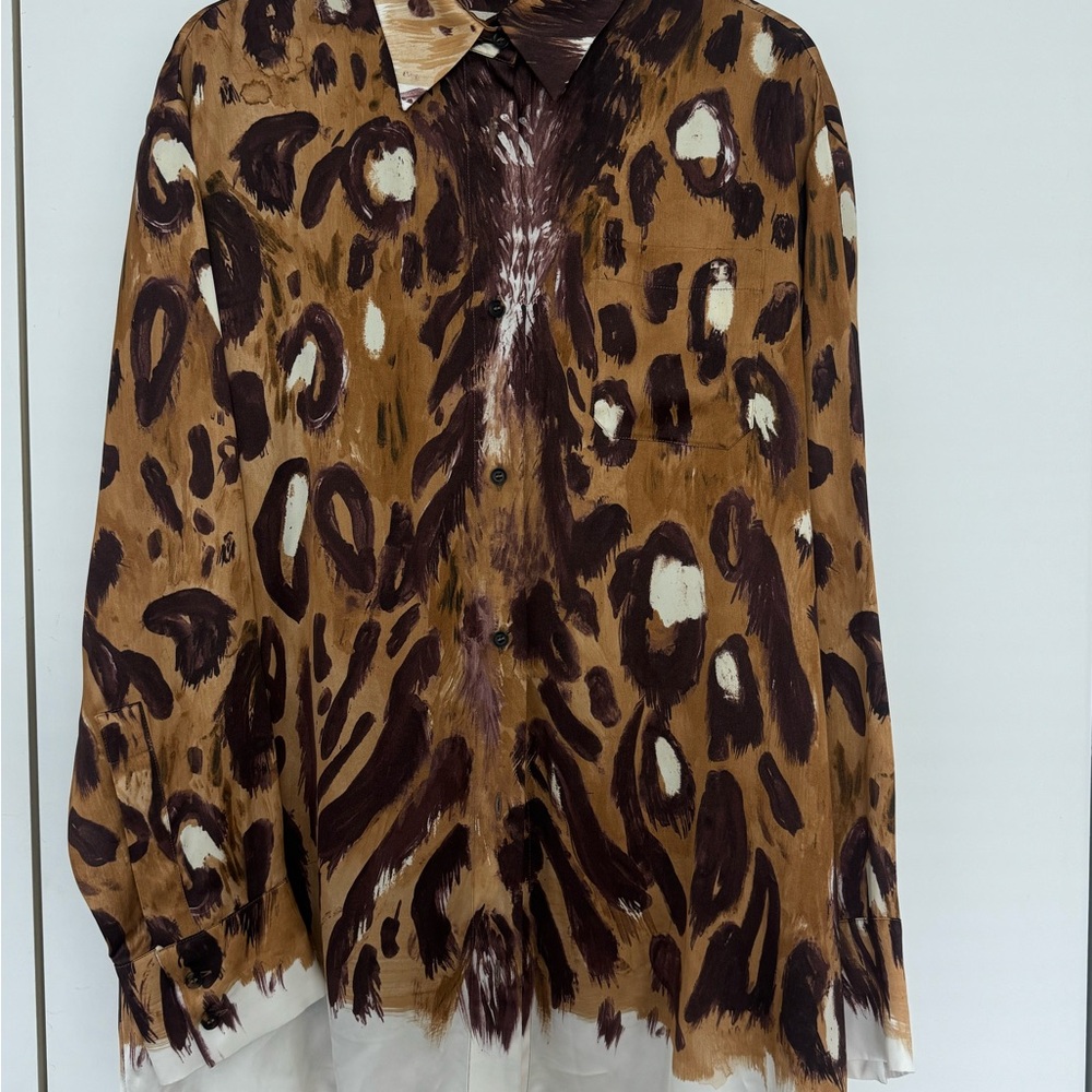 Marni Brown and Purple Abstract Silk Button-Up - Picture 11 of 12